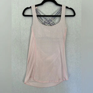 Lululemon Free To Be Wild Womens Tank Top Light Pink Grey Bra Stripe Leaf size 4